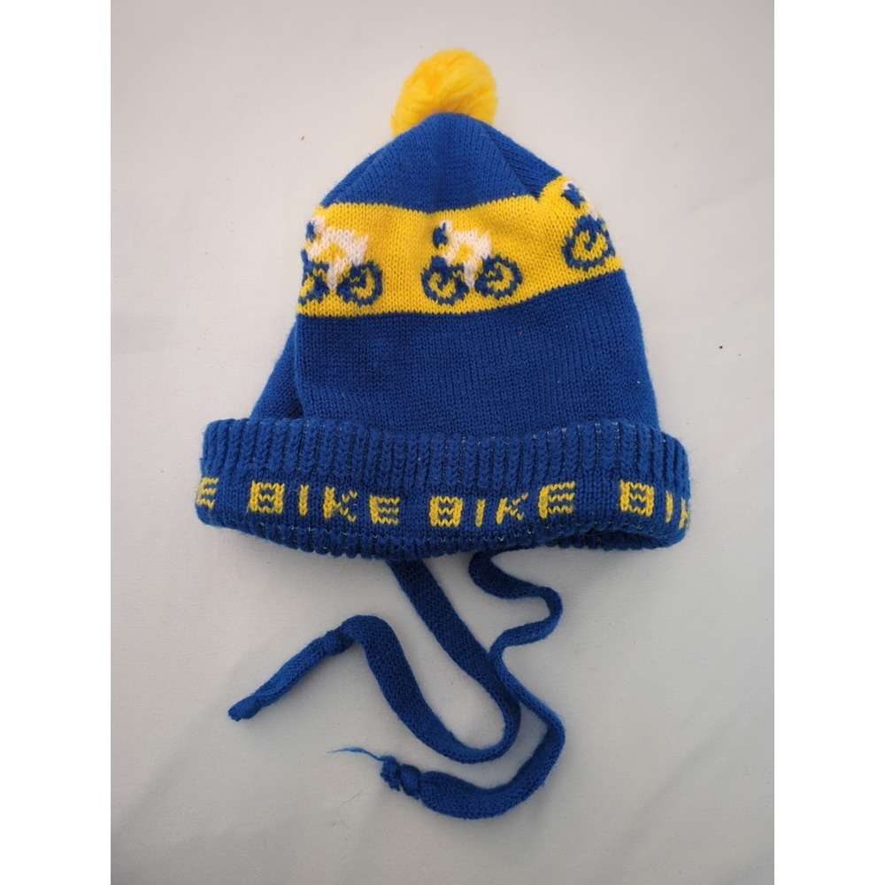 Vintage Toddler Size Blue Bike Hat With‎ Ties